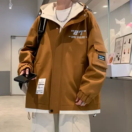 春秋季新款青少年初中学生15岁潮流男生冲锋衣休闲夹克外套男装士图片