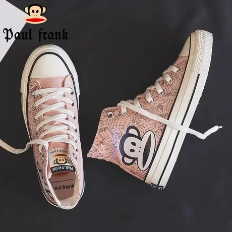 大嘴猴女款透气高帮粉色帆布鞋女2023秋季新款女鞋春秋休闲布鞋子商品大图