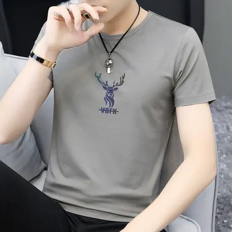 莫代尔短袖t恤男装2023新款夏季印花体恤上衣服冰丝速干凉感半袖商品大图