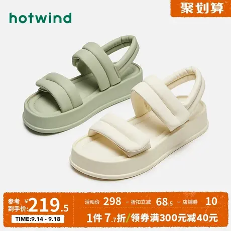 热风2023年夏季新款女士时尚凉鞋百搭厚底云朵魔术贴凉鞋女ins图片