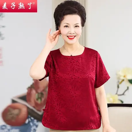 母亲节妈妈夏装短袖T恤洋气雪纺小衫阔太太上衣春新款中老年女装商品大图