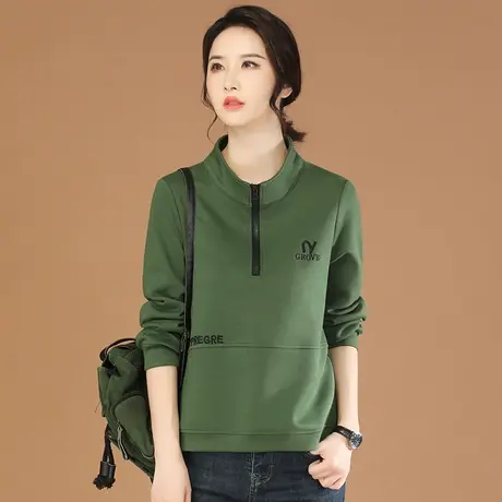 韩潮袭人复古立领长袖刺绣套头卫衣女2023秋季新款百搭宽松上衣商品大图