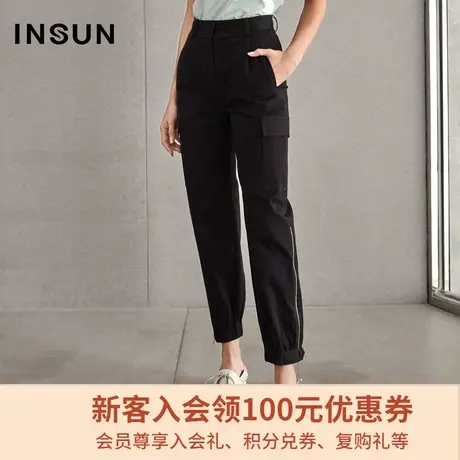 恩裳商场同款春季时尚九分裤女工装风棉质宽松直筒休闲裤图片