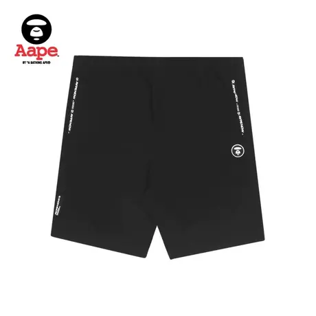 Aape旗舰店男装春夏猿颜徽章纯色简约印花松紧休闲短裤6838XXI商品大图
