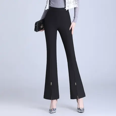 气质开叉微喇叭裤子女秋季2023新款修身通勤职业西装裤长裤休闲裤商品大图