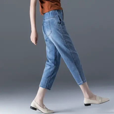 大码七分牛仔裤女夏薄款2023年爆款宽松休闲7分裤浅色八分哈伦裤商品大图