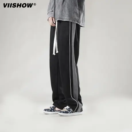 VIISHOW休闲直筒卫裤男春秋垂感阔腿裤高街vibe宽松男士运动长裤图片