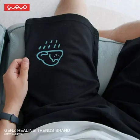 悦游 晴雨猫 情侣短裤 凉爽宽松透气薄款中裤潮流夏季沙滩裤裤子图片