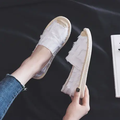 浅口帆布鞋2019春夏新款老北京布鞋韩版百搭一脚蹬透气布面渔夫鞋图片