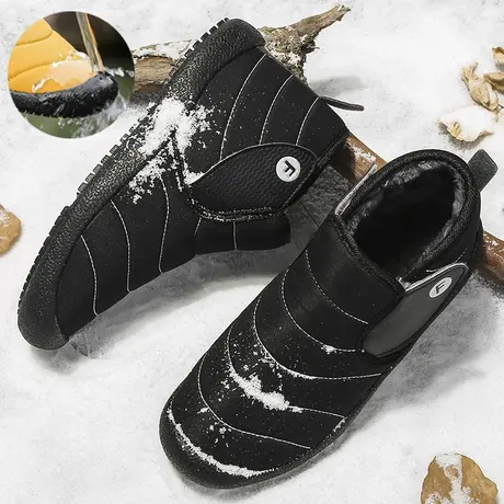 防水雨鞋男冬季加绒加厚保暖棉鞋短筒洗车水鞋厨房防滑雪地雨靴男商品大图