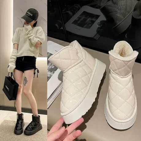 雪地靴女款女靴子2024新款雪地棉鞋子女加绒加厚底增高防水抗寒鞋商品大图