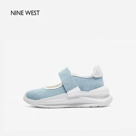 NINE WEST/玖熙春季新款冰川底一字带浅口软底魔术贴休闲运动鞋女图片