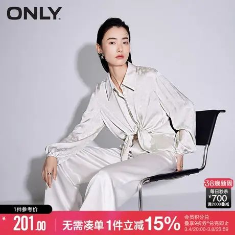 ONLY冬季法式通勤轻薄刺绣透气宽松翻领衬衫女|123331001商品大图