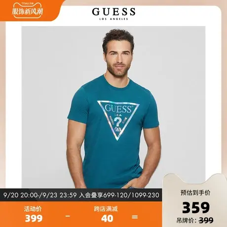 GUESS23新秋男幻彩膜字母LOGO印花短袖T恤个性上衣-M3BI81K9RM1商品大图