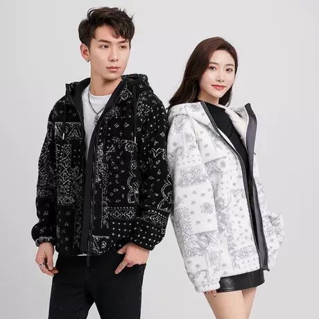 雪中飞2023秋冬新款时尚休闲男女同款情侣款连帽颗粒绒外套潮图片