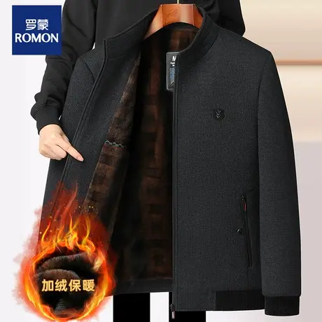 罗蒙中年男士爸爸秋冬装加绒加厚夹克冬季中老年人雪尼尔棉衣外套图片