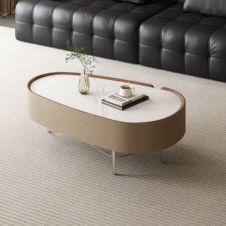 全友家居2024新款现代简约微晶石茶几客厅家用异形茶几组合商品大图