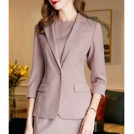 【1件7.9折】秋季新品百搭小外套时尚修身短款女装西装纯色上衣图片