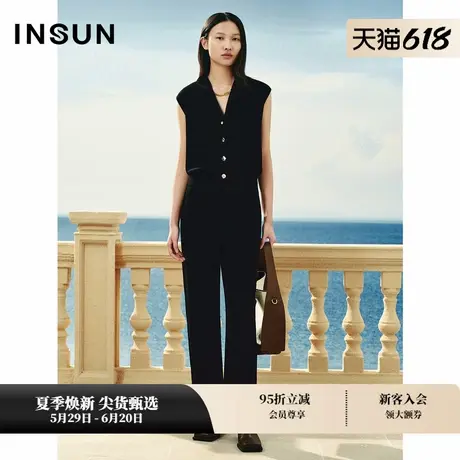 INSUN恩裳专选夏季异形扣冰丝无袖针织上衣图片