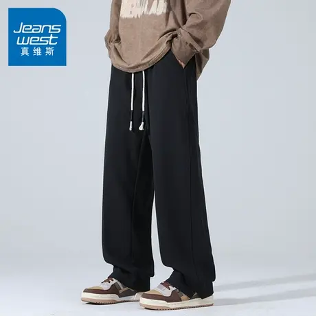 N5真维斯男士休闲裤2025新款潮流百搭男款拼接直筒长裤宽松男裤子商品大图