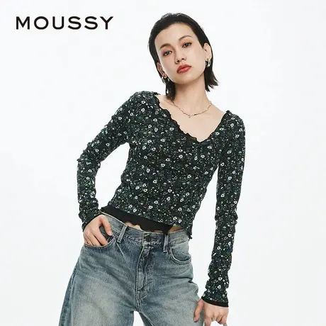 MOUSSY 夏季新品法式优雅淑女风两件套针织开衫010HS780-0410商品大图