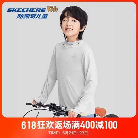 Skechers斯凯奇男女童长袖衫T恤春夏新款儿童连帽运动休闲上衣商品大图