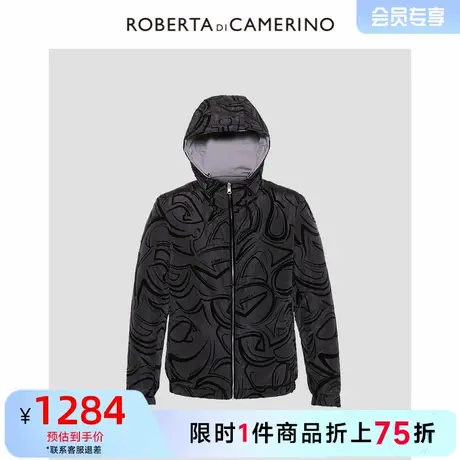 【白鸭绒】ROBERTA诺贝达冬季新品双面穿印花连帽短款羽绒服男商品大图