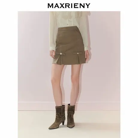MAXRIENY法式千金风收腰半裙25秋款蝴蝶结设计a字裙高腰气质短裙商品大图
