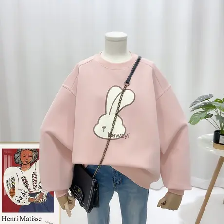 2023年春季新款卫衣印花卡通兔子字母通勤韩版圆领套头长袖8099潮商品大图