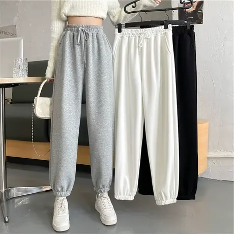 2023年春秋新款休闲裤西装灰色卫裤运动裤高腰垂感阔腿束脚裤女夏图片