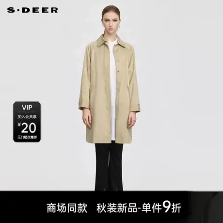 【商场同款】sdeer圣迪奥女极简风翻领开叉宽松长款风衣S25381813商品大图