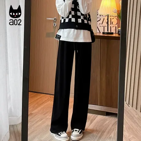 a02宽松休闲裤子女2025新款秋季通勤穿搭设计感长裤秋装直筒裤商品大图