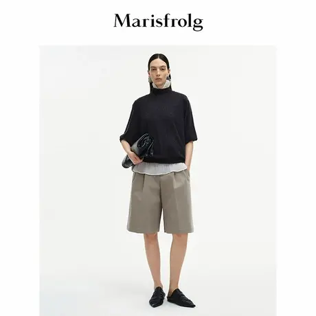 【进口工坊】Marisfrolg玛丝菲尔2025秋新款压褶A型阔腿西装短裤图片