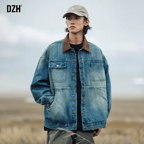 男士秋季牛仔外套男潮高级感春秋上衣日系穿搭牛仔衣工装翻领夹克商品大图