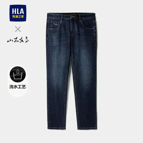 HLA/海澜之家山不在高系列牛仔裤24秋冬新印绣结合保暖裤子男商品大图