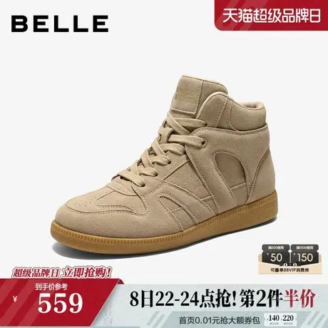 百丽复古保暖高帮鞋女25冬新商场同款舒适薄底休闲鞋E8H1DDD5预商品大图