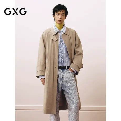 GXG男装 深卡其A型长款风衣25年春新品G25X081004图片