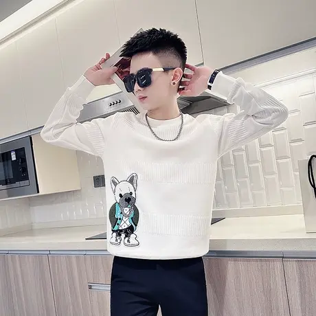 2023秋季潮牌卡通印花青年卫衣男个性潮流ins套头长袖上衣T恤体恤图片