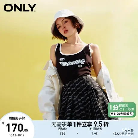 ONLY奥莱2023夏季新款时尚潮流字母连体露背打底无袖T恤女商品大图