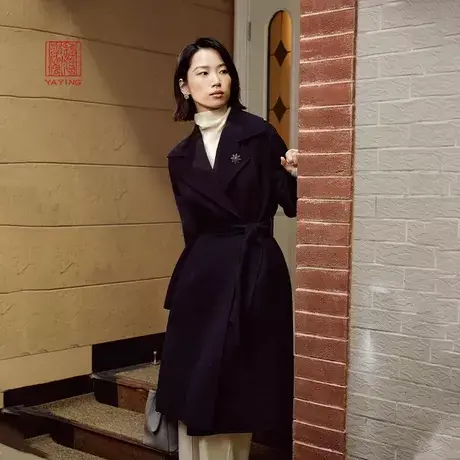 [阿里羊绒]EP雅莹高端系列 长款翻领大衣外套 2023秋冬新款8308A图片