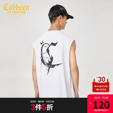 卡宾男装哥特式LOGO印花背心新款潮流宽松背心街头潮男W图片
