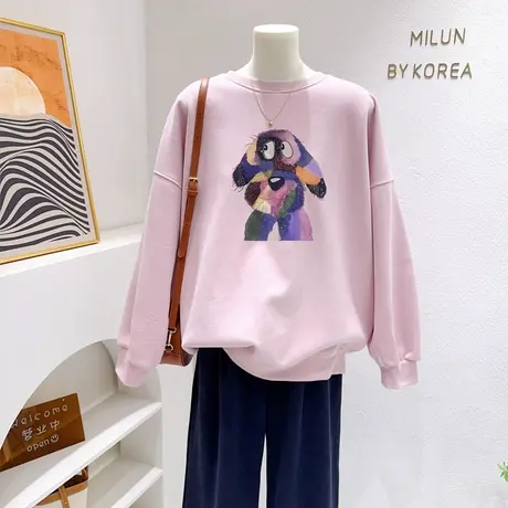 韩代同款ins秋冬卫衣~2023新款微胖显瘦宽松摇粒绒加厚上衣外套商品大图