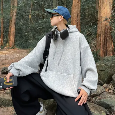 美式重磅高街卫衣男潮ins潮牌连帽潮流百搭宽松春秋季外套上衣服商品大图