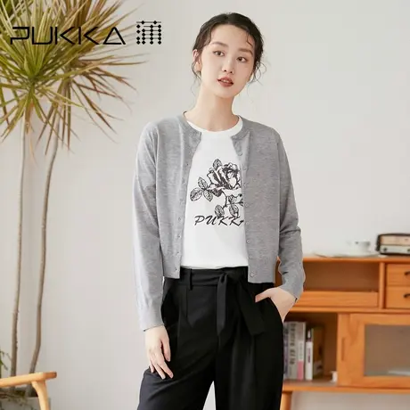 蒲PUKKA 女装羊毛针织衫秋季新款设计感时尚开衫女商场同款图片