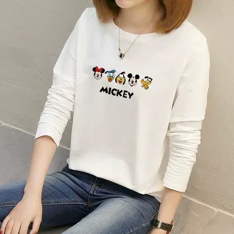 纯棉长袖t恤女装秋季2022年新款潮韩版宽松洋气百搭秋衣外穿上衣商品大图