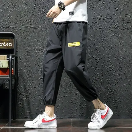 夏季薄款工装裤男潮牌束脚韩版潮流学生ins冰丝九分休闲宽松裤子商品大图