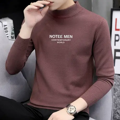 半高领毛衣男宽松针织衫毛线衣男生中领打底衫秋冬季潮流个性毛衫商品大图