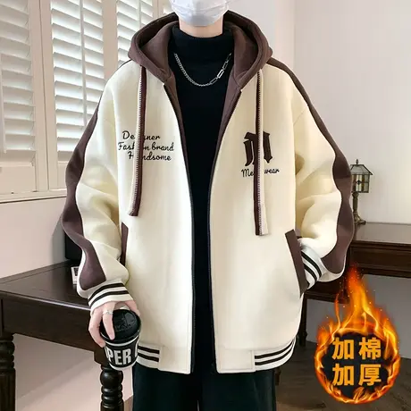 13初高中学生外套加厚棉衣12岁15男孩帅气秋冬装14大童棒球服夹克商品大图