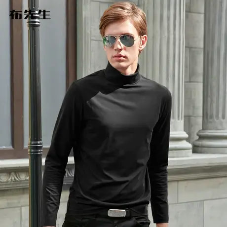 MrBu布先生长袖T恤 打底衫纯色内衣T恤高领男上衣 长袖T恤男BT384商品大图