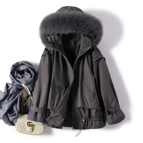 狐狸毛领短款棉服商品大图